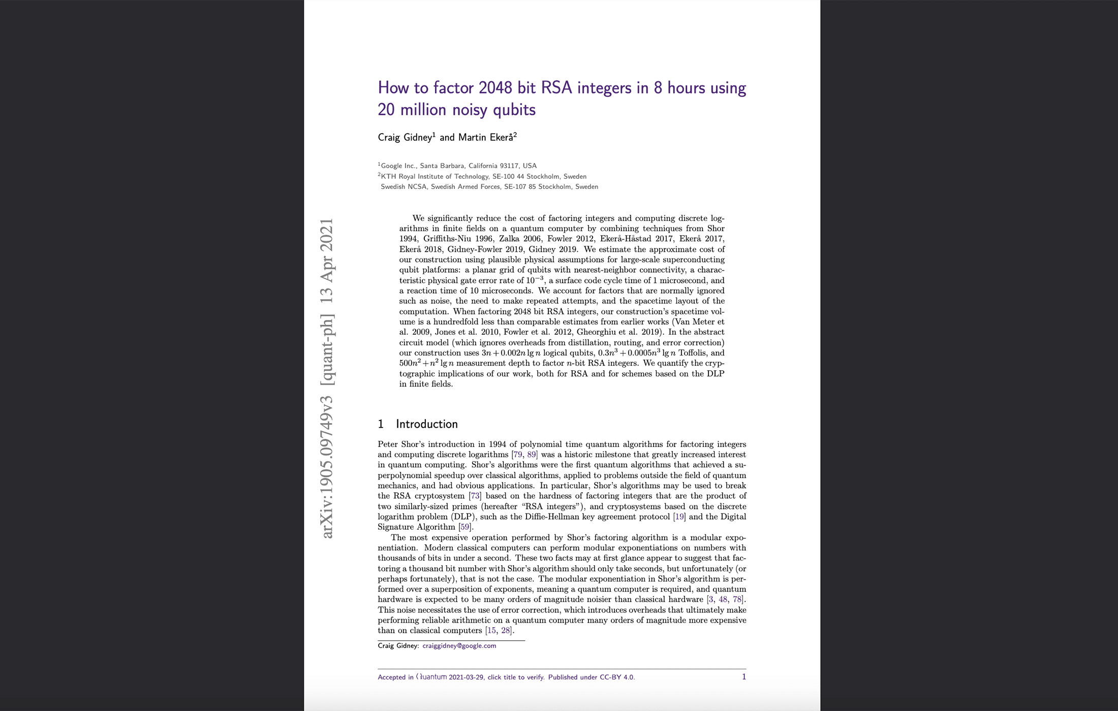Factoring RSA 2048 20M